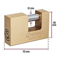 Candado antipalanca, 75mm, cuerpo de latón, llave puntos - COR-75Q / 43354
