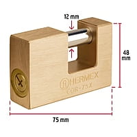 Candado antipalanca, 75mm, cuerpo de latón, llave tetra - COR-75X / 43353 Candado antipalanca, 75mm, cuerpo de latón, llave tetra - COR-75X / 43353
