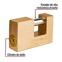 Candado antipalanca, 75mm, cuerpo de latón, llave tetra - COR-75X / 43353 Candado antipalanca, 75mm, cuerpo de latón, llave tetra - COR-75X / 43353