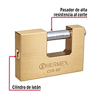 Candado antipalanca, 88mm, cuerpo de latón llave tradicional - COR-88 / 43358