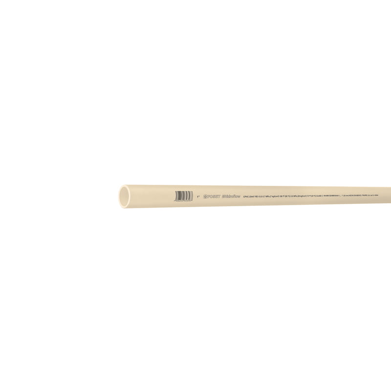 Tubo de 3 m de CPVC de 1' hidráulico RD 13.5, Hidroflow - CPVC-003 / 45044 Tubo de 3 m de CPVC de 1' hidráulico RD 13.5, Hidroflow - CPVC-003 / 45044