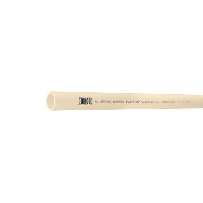 Tubo de 3 m de CPVC de 1-1/2' hidráulico RD 11, Hidroflow - CPVC-005 / 45561 Tubo de 3 m de CPVC de 1-1/2' hidráulico RD 11, Hidroflow - CPVC-005 / 45561