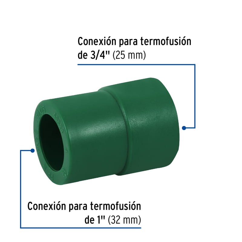 Reducción de PPR, 1'x3/4', 32x25mm - CV-223 / 49824 Reducción de PPR, 1'x3/4', 32x25mm - CV-223 / 49824
