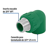 Codo 90° de PPR, 3/4', 25mm, macho - CV-512 / 49856 Codo 90° de PPR, 3/4', 25mm, macho - CV-512 / 49856