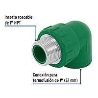 Codo 90° de PPR, 1', 32mm, macho - CV-513 / 49857 Codo 90° de PPR, 1', 32mm, macho - CV-513 / 49857