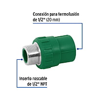 Conector de PPR, 1/2', 20mm, macho - CV-611 / 49879 Conector de PPR, 1/2', 20mm, macho - CV-611 / 49879