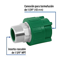 Conexión de PPR, 1-1/4', 40mm, macho - CV-614 / 45450 Conexión de PPR, 1-1/4', 40mm, macho - CV-614 / 45450