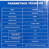 Boiler de Paso 08 litros CLUXER, Gas Natural, Series Phoenix - CXCPGN8L Boiler de Paso 08 litros CLUXER, Gas Natural, Series Phoenix - CXCPGN8L