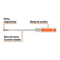 Desarmador plano, barra cuadrada, mango acetato, 1/4 x 6' - DC-1/4X6 / 14095 Desarmador plano, barra cuadrada, mango acetato, 1/4 x 6' - DC-1/4X6 / 14095