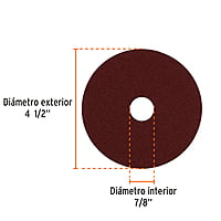Disco de lija 4-1/2' con respaldo de fibra, grano 80 - DILF-480 / 100127 Disco de lija 4-1/2' con respaldo de fibra, grano 80 - DILF-480 / 100127