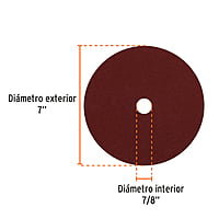 Disco de lija de 7' con respaldo de fibra, grano 120 - DILF-7120 / 100163 Disco de lija de 7' con respaldo de fibra, grano 120 - DILF-7120 / 100163
