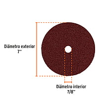 Disco de lija de 7' con respaldo de fibra, grano 36 - DILF-736 / 100160 Disco de lija de 7' con respaldo de fibra, grano 36 - DILF-736 / 100160