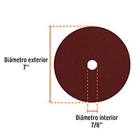Disco de lija de 7' con respaldo de fibra, grano 80 - DILF-780 / 100162 Disco de lija de 7' con respaldo de fibra, grano 80 - DILF-780 / 100162