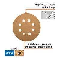 Caja con 5 discos de lija 5' grano 60 lijadora roto-orbital - DIRO-56 / 17848 Caja con 5 discos de lija 5' grano 60 lijadora roto-orbital - DIRO-56 / 17848