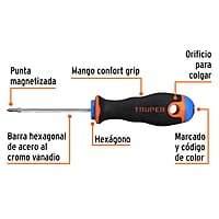 Desarmador punta phillips, 1/8' mango Comfort Grip, 2-1/2' - DP-1/8X2-1/2B / 18547