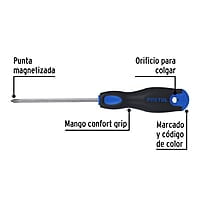 Desarmador punta Phillips, 3/16x4', mgo Comfort Grip, Pretul - DP-3/16X4BP / 21495
