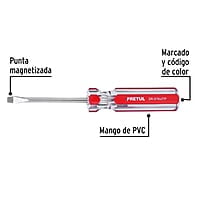Desarmador plano, 3/16 x 3', mango PVC, Pretul - DR-3/16X3TP / 21456 Desarmador plano, 3/16 x 3', mango PVC, Pretul - DR-3/16X3TP / 21456