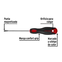 Desarmador plano, 3/16x4', mgo Comfort Grip, Pretul - DR-3/16X4BP / 21480 Desarmador plano, 3/16x4', mgo Comfort Grip, Pretul - DR-3/16X4BP / 21480