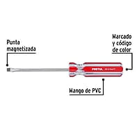 Desarmador plano, 3/16 x 4', mango PVC, Pretul - DR-3/16X4TP / 21458 Desarmador plano, 3/16 x 4', mango PVC, Pretul - DR-3/16X4TP / 21458