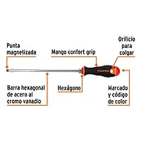 Desarmador plano 5/16X10' mango comfort grip - DR-5/16X10B / 18546 Desarmador plano 5/16X10' mango comfort grip - DR-5/16X10B / 18546
