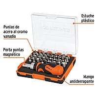 Desarmador tipo trompo con matraca, 37 piezas - DTROM-37 / 17845 Desarmador tipo trompo con matraca, 37 piezas - DTROM-37 / 17845