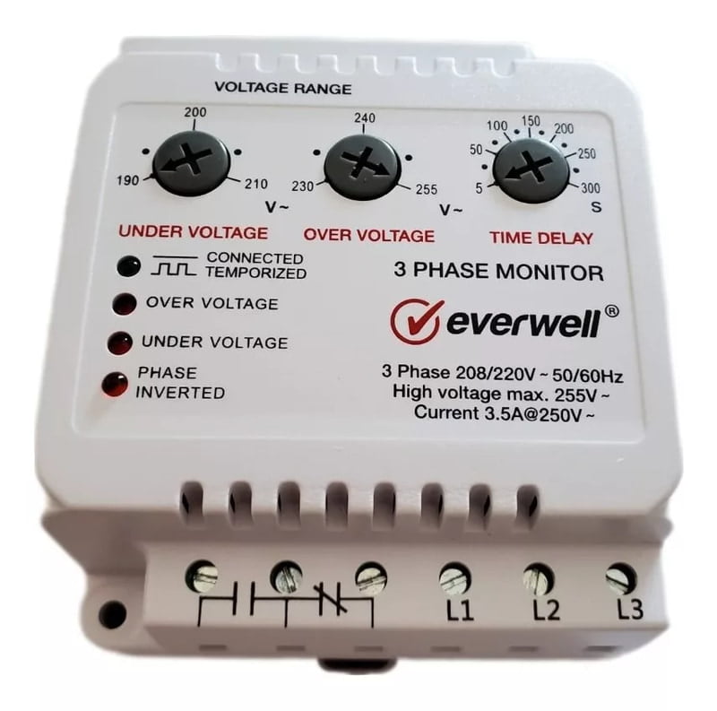 Protector de Fases Trifasico 220v - EW-V086-220 Protector de Fases Trifasico 220v - EW-V086-220