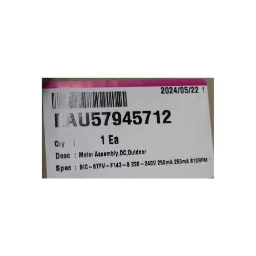 Motor Condensador Para Minisplit Lg 6Mf, 370V, 6P, 850Rpm, 0.57A, 72W, Rotación Derecha Eau57945710