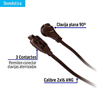 Extensión eléctrica doméstica con clavija plana, 4m, café - ED-4C / 48013 Extensión eléctrica doméstica con clavija plana, 4m, café - ED-4C / 48013