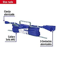 Extensión triple uso rudo, tipo abanico, cal. 16, 8 m. - ERA3-8X16 / 48063 Extensión triple uso rudo, tipo abanico, cal. 16, 8 m. - ERA3-8X16 / 48063
