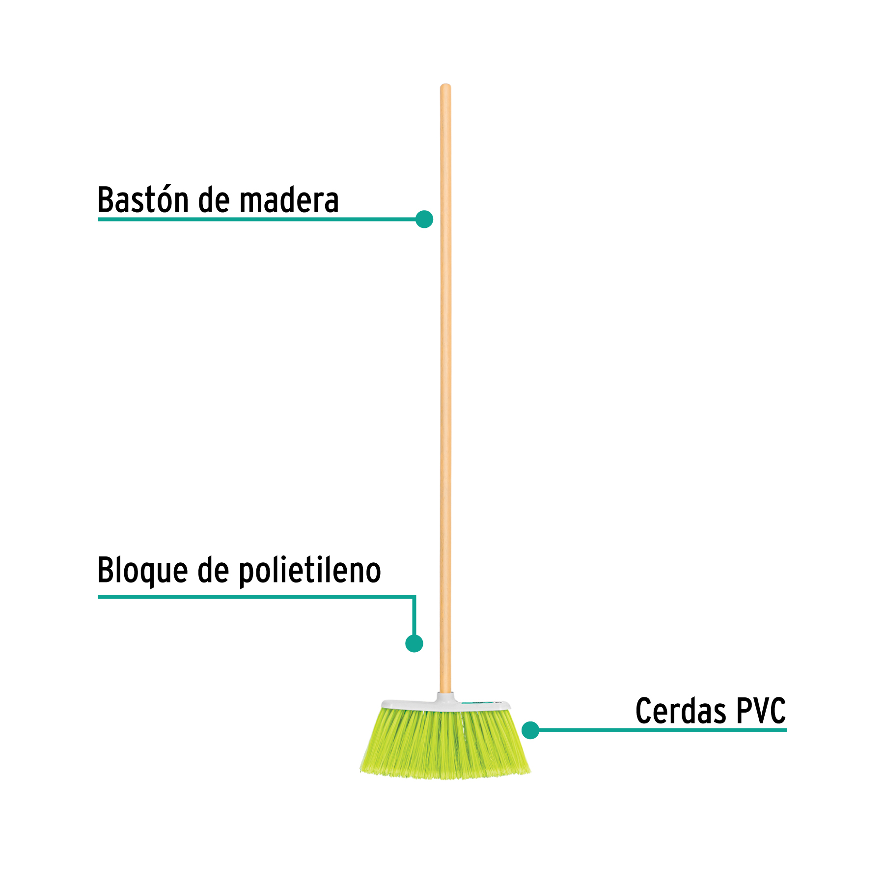 Escoba de vinilo, tipo cepillo, mediana - ES-200C / 57054