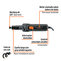 Esmeril recto (rectificador) 1/4' 600 W, industrial - ESRE-1/4N / 16871 Esmeril recto (rectificador) 1/4' 600 W, industrial - ESRE-1/4N / 16871
