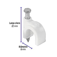 Bolsa con 20 grapas blancas de 8 mm para cable redondo - GCU-8B / 48273 Bolsa con 20 grapas blancas de 8 mm para cable redondo - GCU-8B / 48273