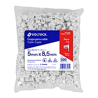Bolsa con 500 grapas blancas de 5 X 8.5 mm para cable plano - GPL-8BG / 43045 Bolsa con 500 grapas blancas de 5 X 8.5 mm para cable plano - GPL-8BG / 43045