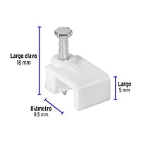Bolsa con 500 grapas blancas de 5 X 8.5 mm para cable plano - GPL-8BG / 43045 Bolsa con 500 grapas blancas de 5 X 8.5 mm para cable plano - GPL-8BG / 43045