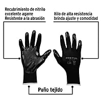 Guantes de nylon recubiertos de nitrilo, chicos, Pretul - GU-121P / 20026 Guantes de nylon recubiertos de nitrilo, chicos, Pretul - GU-121P / 20026