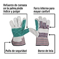 Guantes de carnaza y loneta con refuerzo, unitalla, Pretul - GU-215P / 29977 Guantes de carnaza y loneta con refuerzo, unitalla, Pretul - GU-215P / 29977