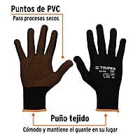 Guantes de poliéster con puntos de PVC en palma, medianos - GU-442 / 12651 Guantes de poliéster con puntos de PVC en palma, medianos - GU-442 / 12651