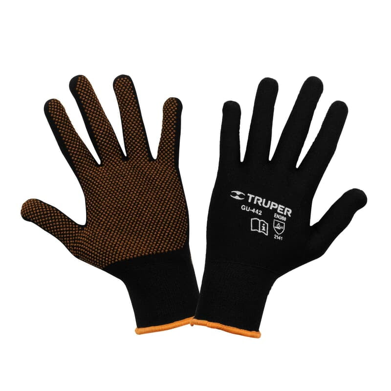 Guantes de poliéster con puntos de PVC en palma, medianos - GU-442 / 12651 Guantes de poliéster con puntos de PVC en palma, medianos - GU-442 / 12651