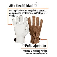 Guantes de piel de cabra con dorso de carnaza - GU-735 / 14288 Guantes de piel de cabra con dorso de carnaza - GU-735 / 14288