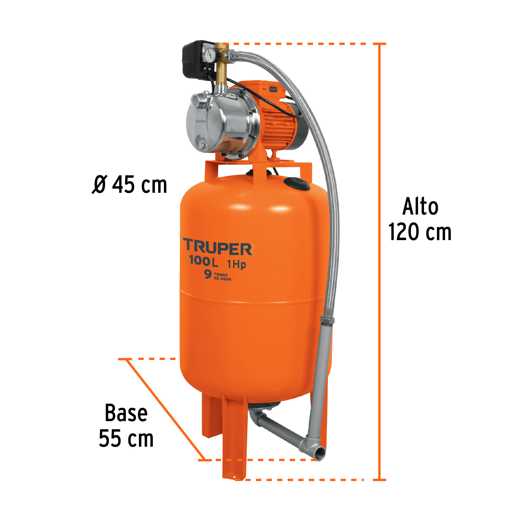 Bomba hidroneumática 1 HP, 100 litros - HIDR-1X100 / 12255 Bomba hidroneumática 1 HP, 100 litros - HIDR-1X100 / 12255