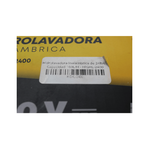 Hidrolavadora Inalambrica de 24BAR Capacidad 160L/H - HIGHL-2400 Hidrolavadora Inalambrica de 24BAR Capacidad 160L/H - HIGHL-2400