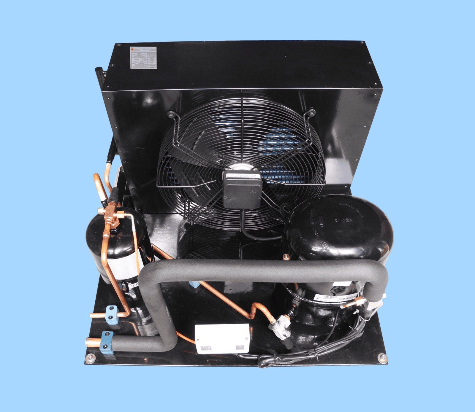 Unidad Condensadora Hispania para Interior Media Temperatura H.P. 2.5 Modelo HUCZO-0250-M6C Modelo Compresor Scroll Invotech YM43E7G-100 Voltaje 230V/3F
