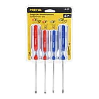 Juego de desarmadores, 4 piezas, mango PVC, Pretul - JD-4TP / 20212 Juego de desarmadores, 4 piezas, mango PVC, Pretul - JD-4TP / 20212