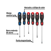 Juego de 6 desarmadores mango Comfort Grip, Pretul - JD-6BP / 20220 Juego de 6 desarmadores mango Comfort Grip, Pretul - JD-6BP / 20220