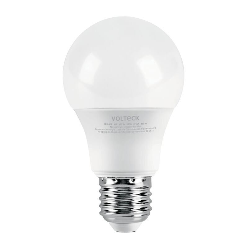 Lámpara LED A19 3 W (equiv. 25 W) luz de día blíster Volteck - 46275 - LED-30F - Caja con 6 Pieza – Master 96 Lámpara LED A19 3 W (equiv. 25 W) luz de día blíster Volteck - 46275 - LED-30F - Caja con 6 Pieza – Master 96