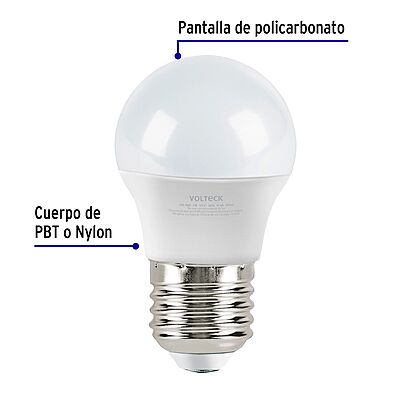 Lámpara LED G45 3 W (equiv. 25 W) luz de día blíster Volteck - 46854 - LED-30GF - Caja con 6 Pieza – Master 96