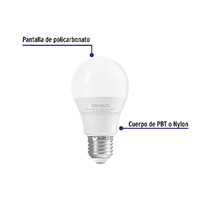 Lámpara LED A19 12 W (equiv. 75W) luz de día blíster Volteck - LED-75F / 46860 Lámpara LED A19 12 W (equiv. 75W) luz de día blíster Volteck - LED-75F / 46860