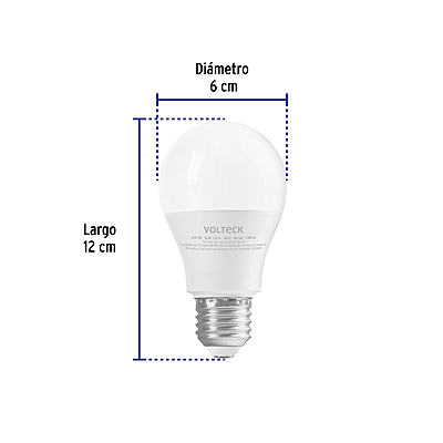 Lámpara LED A19 12 W (equiv. 75W) luz de día blíster Volteck - LED-75F / 46860 Lámpara LED A19 12 W (equiv. 75W) luz de día blíster Volteck - LED-75F / 46860