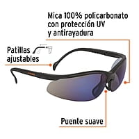 Lentes de seguridad ligeros con marco, espejo azul, Vision - LEDE-EZ / 10826 Lentes de seguridad ligeros con marco, espejo azul, Vision - LEDE-EZ / 10826