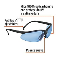 Lentes de seguridad, mica azul, Vision - LEDE-SZ / 14303 Lentes de seguridad, mica azul, Vision - LEDE-SZ / 14303